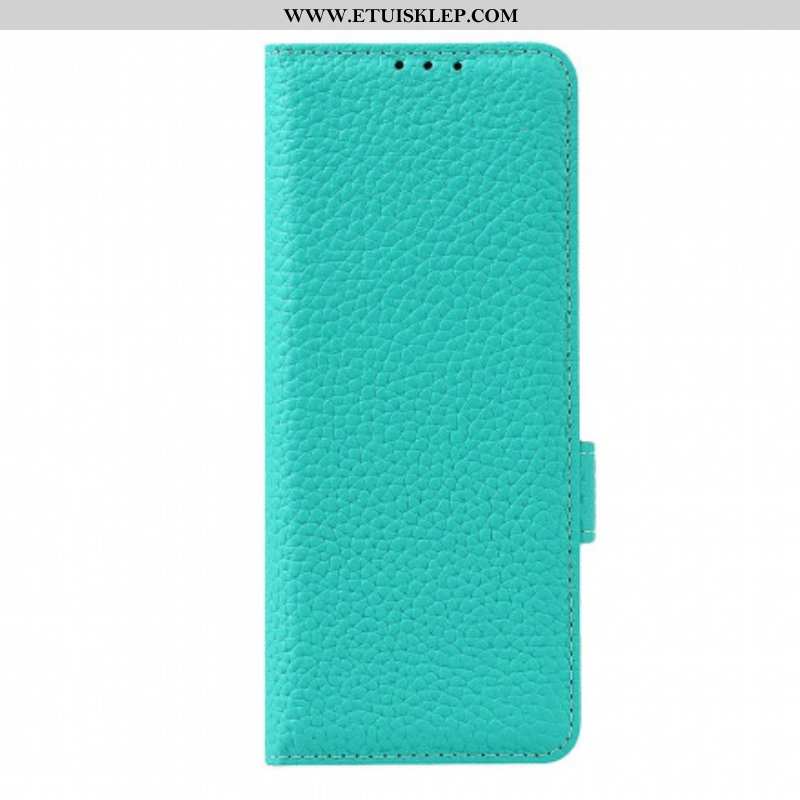 Etui Folio do Samsung Galaxy Z Fold 3 5G Prawdziwa Skóra Litchi